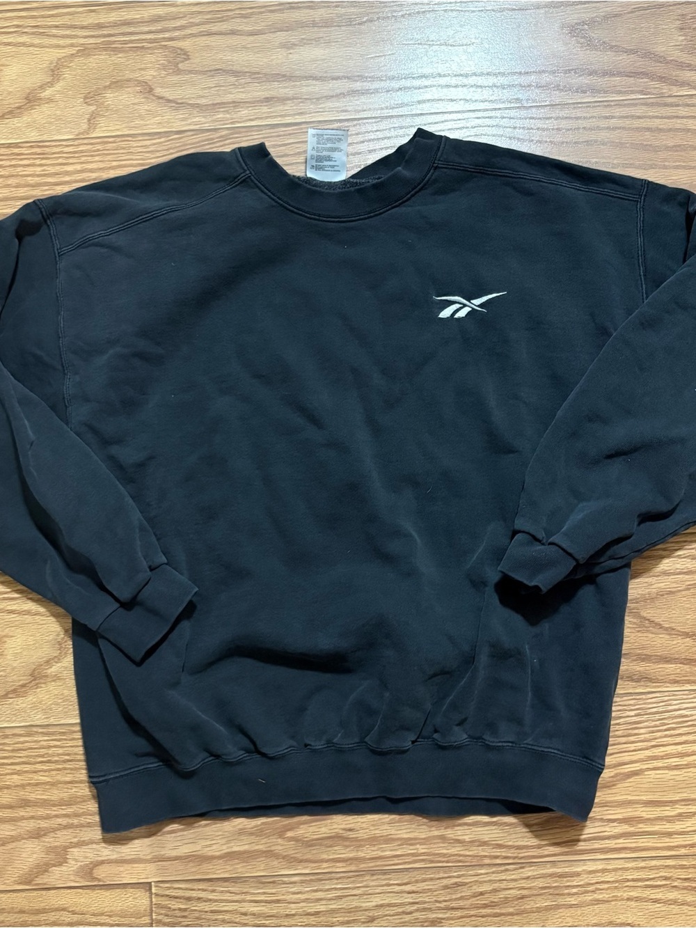 Vintage 90s Reebok Pullover Crewneck Sweatshirt Heavyweight Black Large